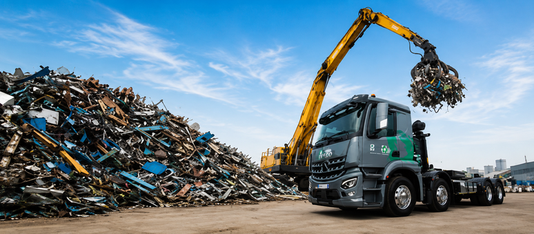 Workers sorting recyclable materials at a modern sustainable recycling facility to reduce waste and promote environmental sustainability.